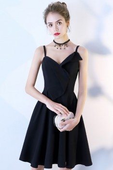 Simple Chic Black Short Homecoming Dress with Wrap - BLS86018