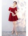 Special Asymmetrical Off Shoulder Red Homecoming Dress with Sleeves - HTX86033