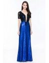 Lace And Sequins V-neck Long Formal Dress
