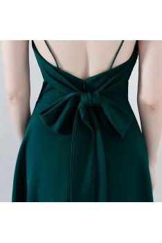 Chic Dark Green Homecoming Dress Bow Back V-neck with Straps - HTX86117