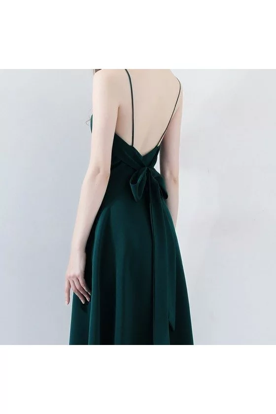 Chic Dark Green Homecoming Dress Bow Back V-neck with Straps - $73.98  #HTX86117 - SheProm.com