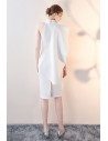 White Ruffled Cocktail Party Dress Short Halter - HTX86004