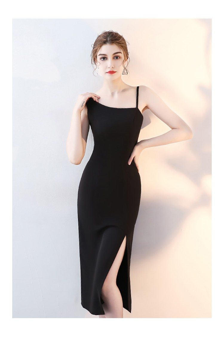 Sexy Black Side Slit Slim Party Dress with Straps - $73.98 #HTX86053 ...