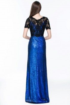 Lace And Sequins V-neck Long Formal Dress - CK534