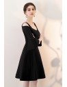 Black Short Homecoming Dress Aline with Bell Sleeves - HTX86082