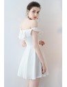 Little White Off Shoulder Mini Homecoming Dress with Flounce - HTX86056