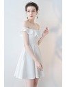 Little White Off Shoulder Mini Homecoming Dress with Flounce - HTX86056