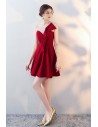 Cute Bow Short Homecoming Dress Red Flare with Sheer Neck - HTX86037