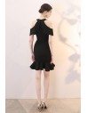 Short Black Mermaid Party Dress Halter with Flounce - HTX86100