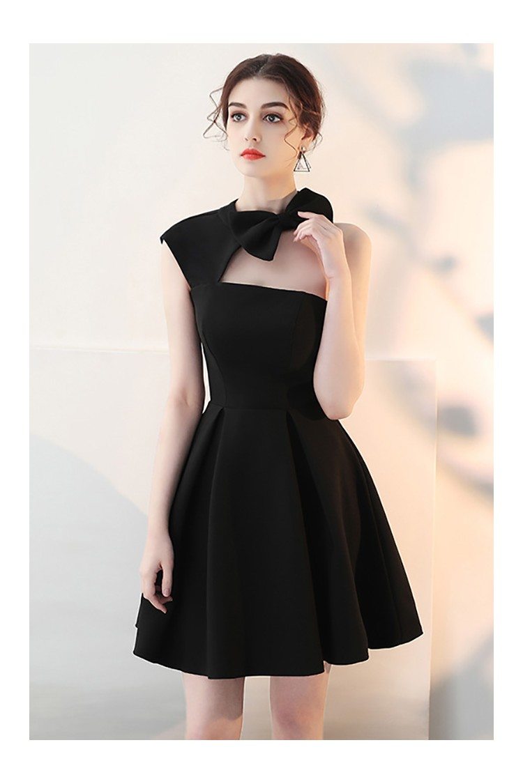 Little Black Homecoming Dress with Cute Bow Open Back ...