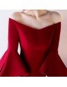 Burgundy Off Shoulder Short Homecoming Dress with Bell Sleeves - HTX86016