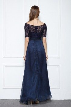 Chiffon Lace Half Sleeve Long Prom Dress - CK559