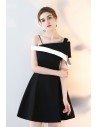 Black and White Short Homecoming Dress Aline with Straps - HTX86022