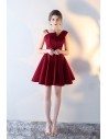 Short Aline Burgundy Red Homecoming Dress with Straps - HTX86011
