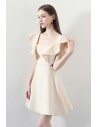 Champagne Short Homecoming Dress Aline with Flounce - HTX86043