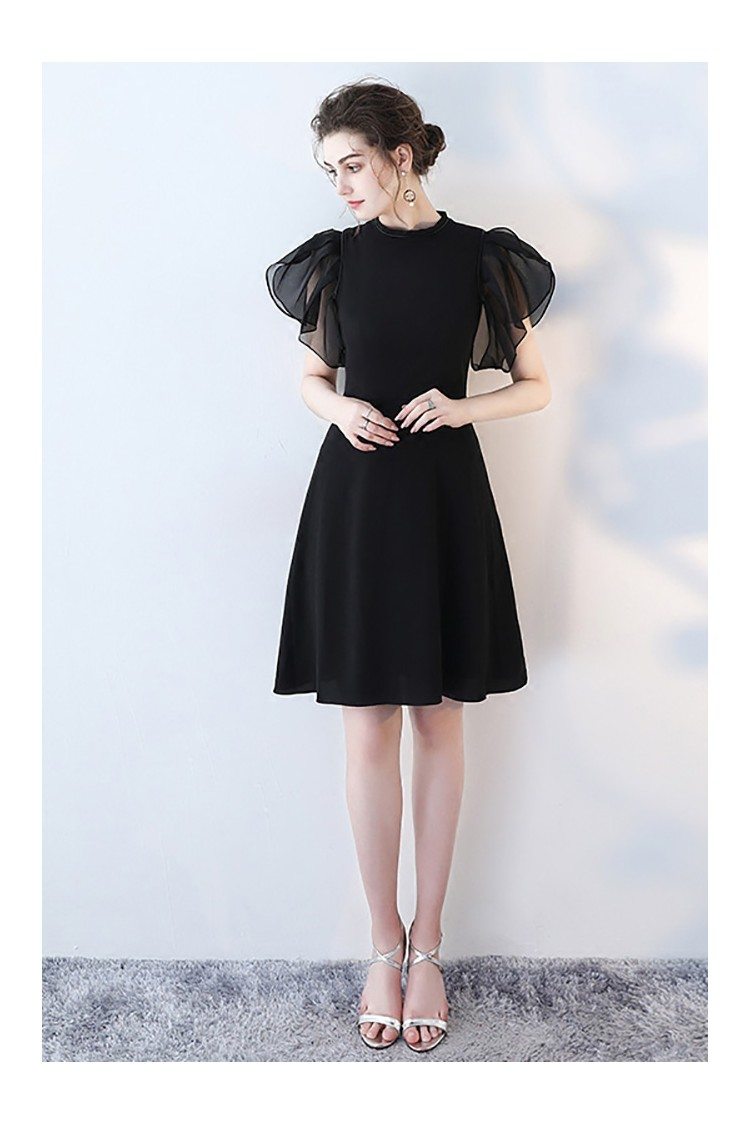 Chic Black Short Formal Party Dress with Puffy Sleeves - $73.98 # ...
