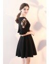 Short Black Homecoming Dress Flare Aline with Sleeves - HTX86031