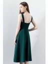 Elegant Dark Green Pleated Aline Party Dress with Wrap - HTX86010