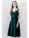 Elegant Dark Green Pleated Aline Party Dress with Wrap - HTX86010