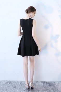 Little Black Simple Aline Homecoming Dress Sleeveless - HTX86051