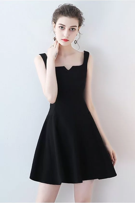 Little Black Mini Homecoming Party Dress Flare with Straps - $64.98 # ...
