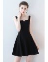 Little Black Mini Homecoming Party Dress Flare with Straps - HTX86028