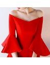 Red Off Shoulder Short Homecoming Dress with Sleeves - HTX86114