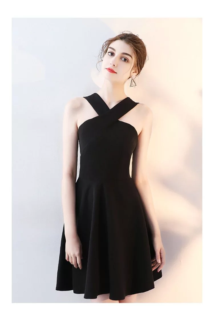 Black Short Halter Homecoming Party Dress Aline - $64.98 #HTX86018 ...