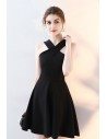 Black Short Halter Homecoming Party Dress Aline - HTX86018
