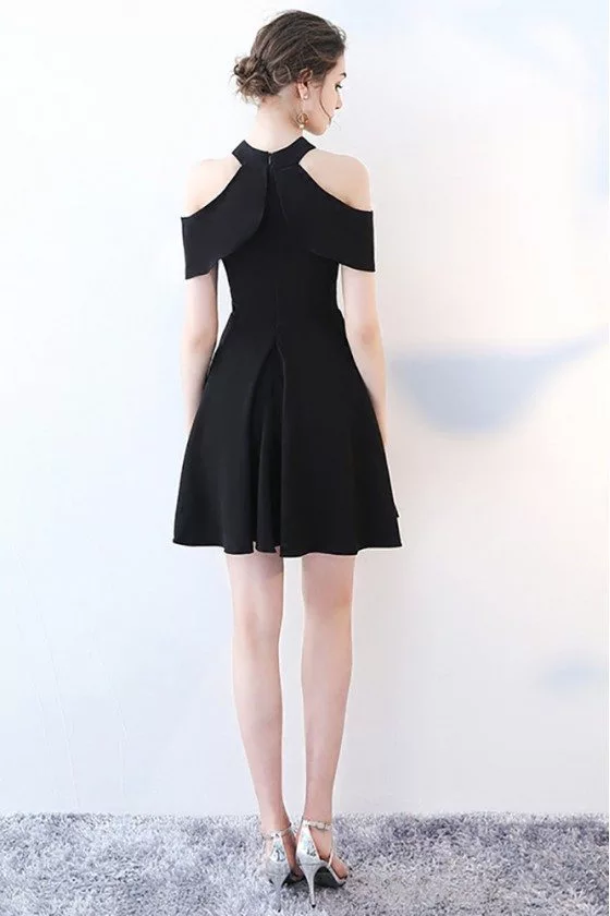 Vintage A line Halter Black Short Homecoming Dress 19th Birthday Outfits