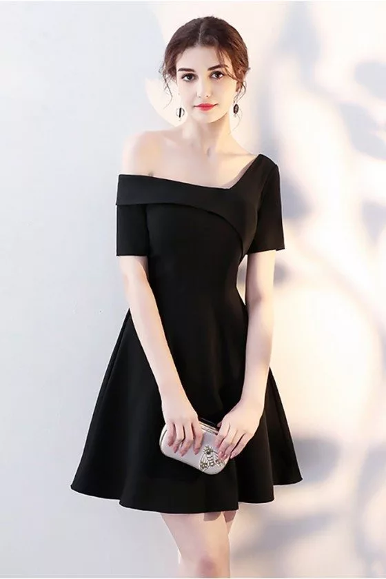 Chic Little Black Short Homecoming Dress with Sleeves - $73.98 # ...