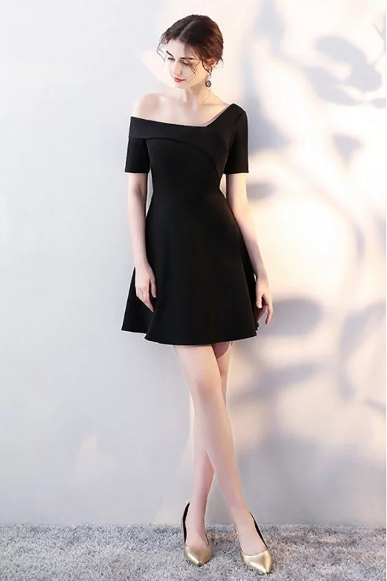 Chic Little Black Short Homecoming Dress with Sleeves - $73.98 #HTX86013 -  SheProm.com