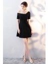 Chic Little Black Short Homecoming Dress with Sleeves - HTX86013