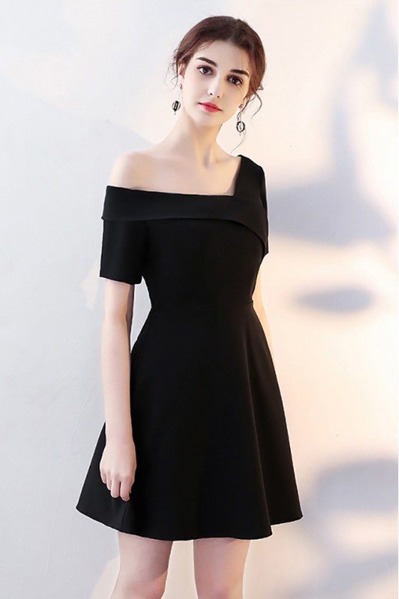 black skater homecoming dress Chic Little Short with Sleeves Subcategory: one piece