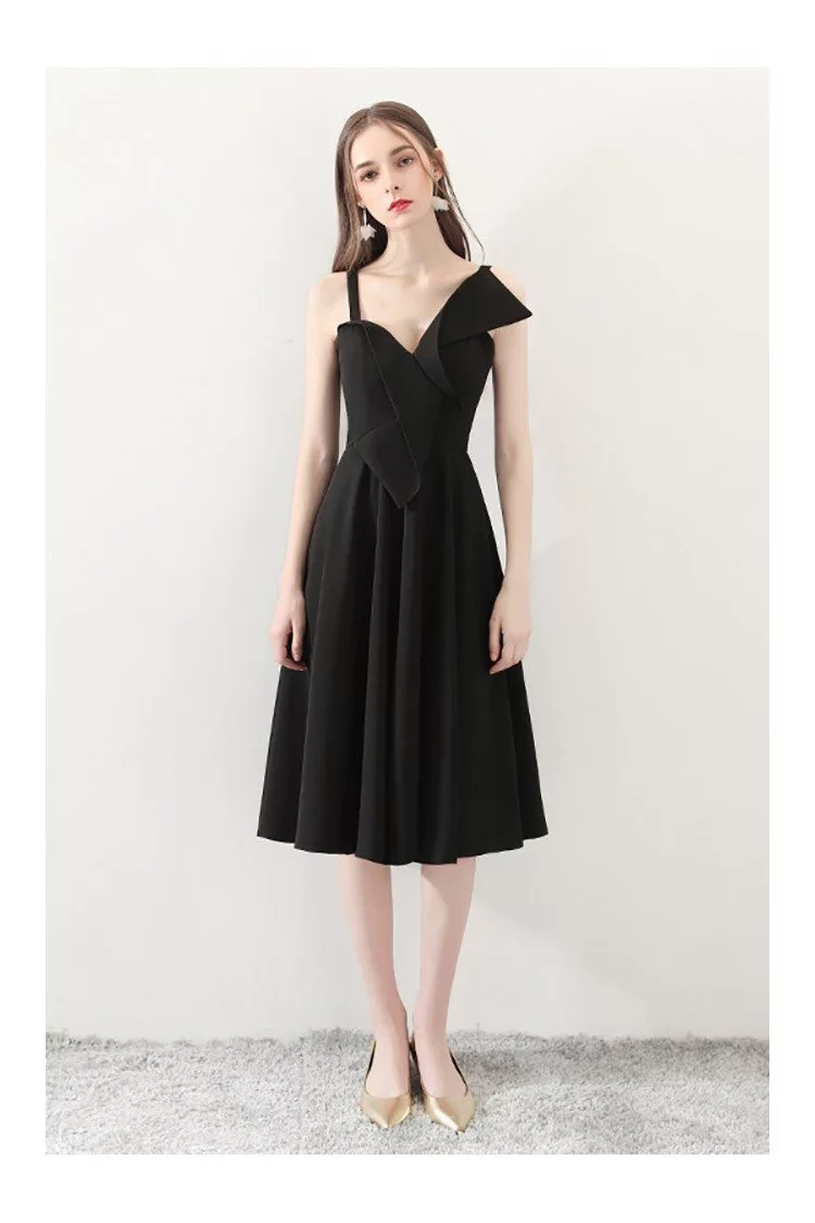 2018 Black Aline Simple Midi Homecoming Dress for Parties - $73.98 # ...