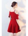 Short Red Homecoming Party Dress with Flounce Sleeves - HTX86035