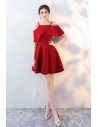Short Red Homecoming Party Dress with Flounce Sleeves - HTX86035