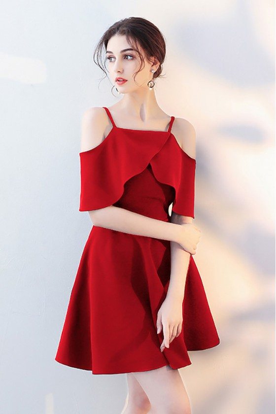 Short Red Homecoming Party Dress with Flounce Sleeves - $68.9832 # ...