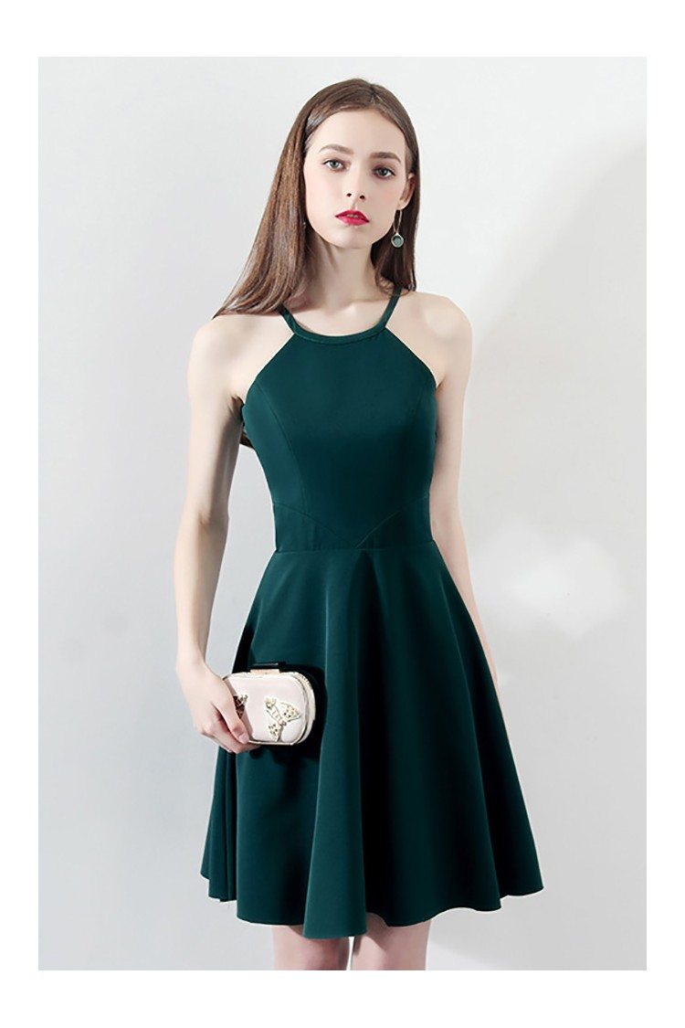Slim Dark Green Aline Short Homecoming Dress Halter - $68.2 #HTX86092 ...
