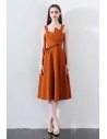 Fashion Brown Knee Length Party Dress with Wrap - HTX86005