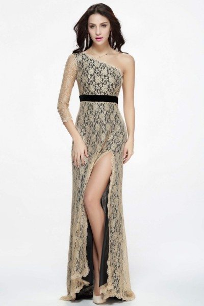 one shoulder empire waist dress
