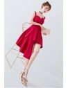 Korean Chic Burgundy Short Homecoming Dress with Straps 2018 - AMA86044