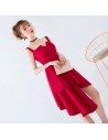 Korean Chic Burgundy Short Homecoming Dress with Straps 2018 - AMA86044