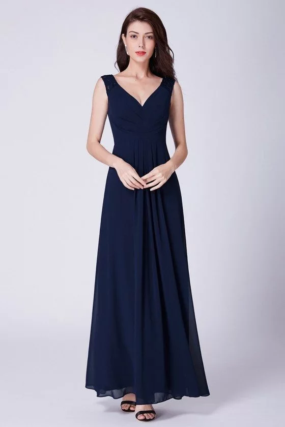 simple long navy blue dress