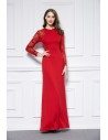 Sequin Embroidery Sheer Long Sleeve Long Formal Dress