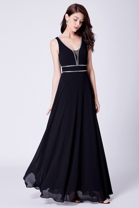 simple black maxi evening dress