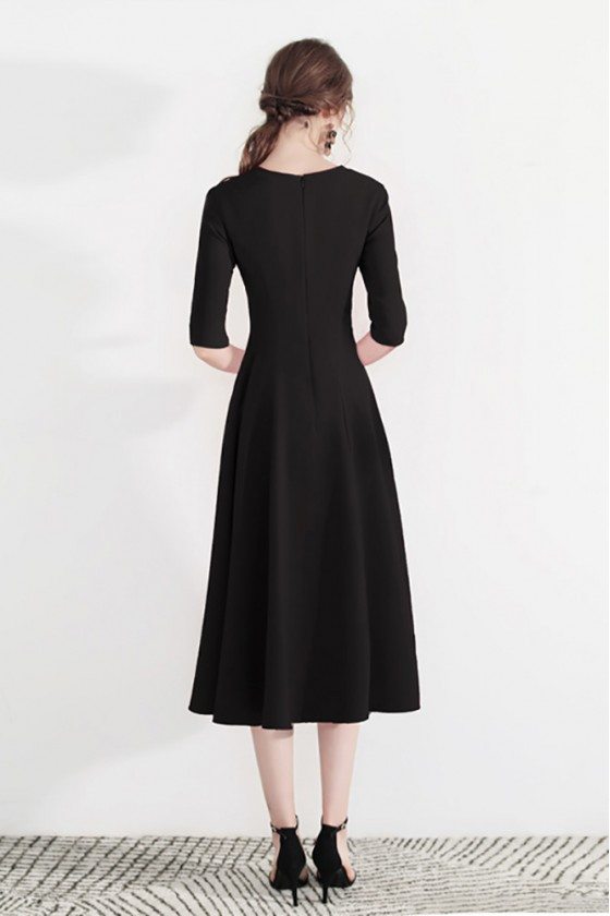 Fashion Black Semi Party Dress Half Sleeve With Retro Bow - $60.5 # ...