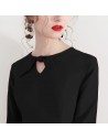 Fashion Black Semi Party Dress Half Sleeve With Retro Bow - HTX97024