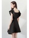Little Black Square Neck Aline Party Dress For Semi Formal - HTX97008