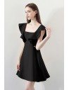Little Black Square Neck Aline Party Dress For Semi Formal - HTX97008